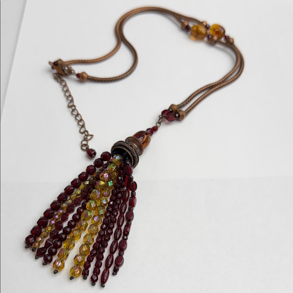 Elegant Beaded Tassel Necklace